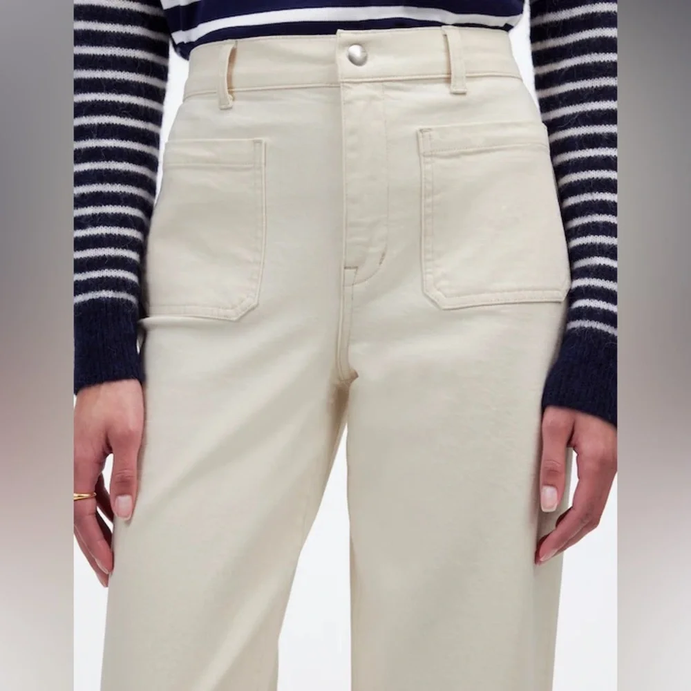 Madewell Emmett Wide Leg Full Length Jeans‎ Patch Pockets Beige Size 30 NWOT